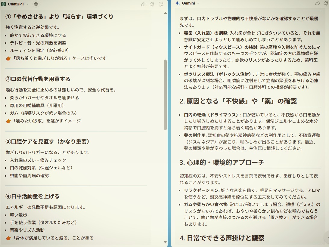 AIに「認知症で歯ぎしり」問題を聞いてみた
